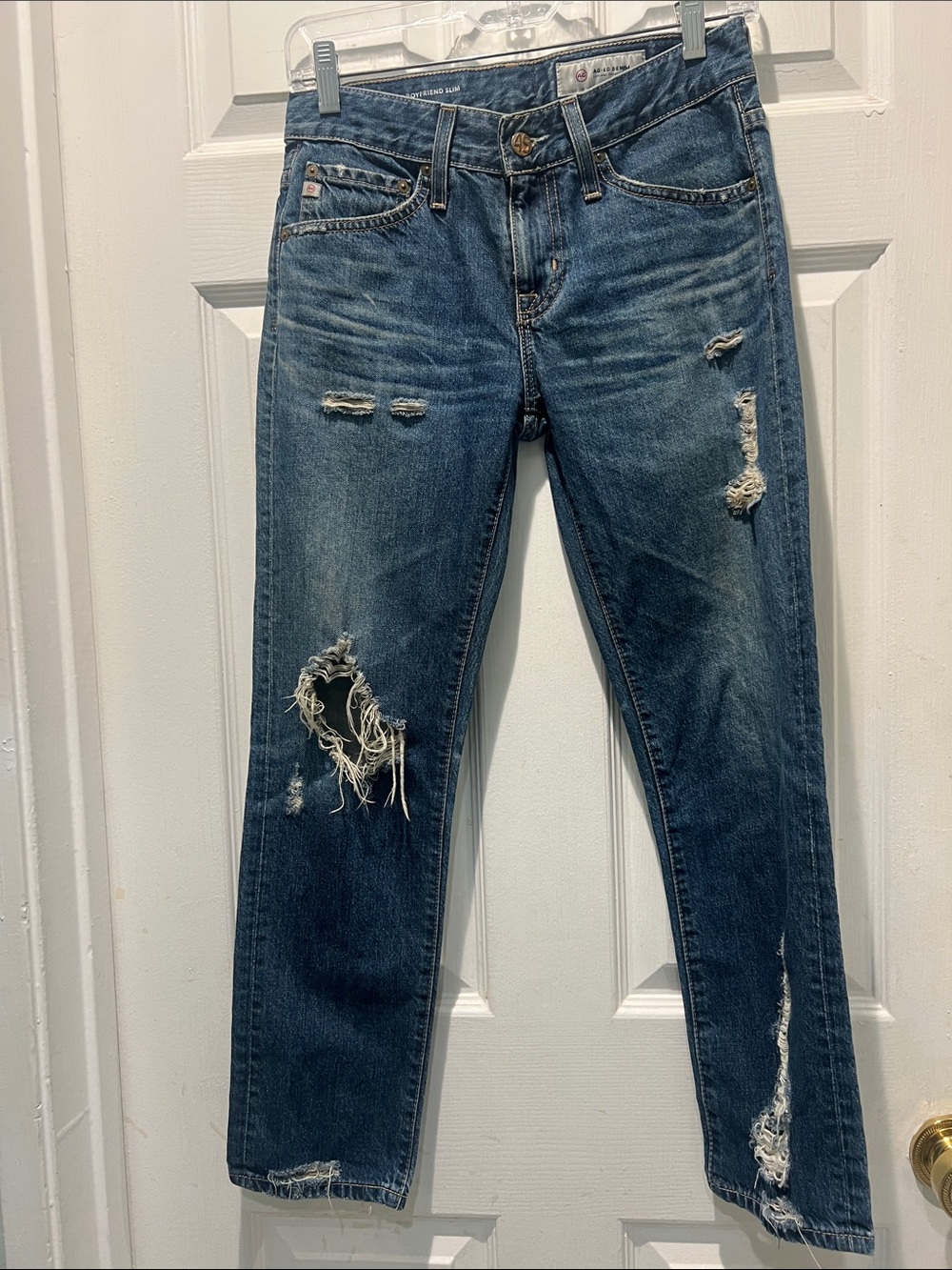 Ag Adriano Goldschmied Black and Red Logo Denim Label Jeans